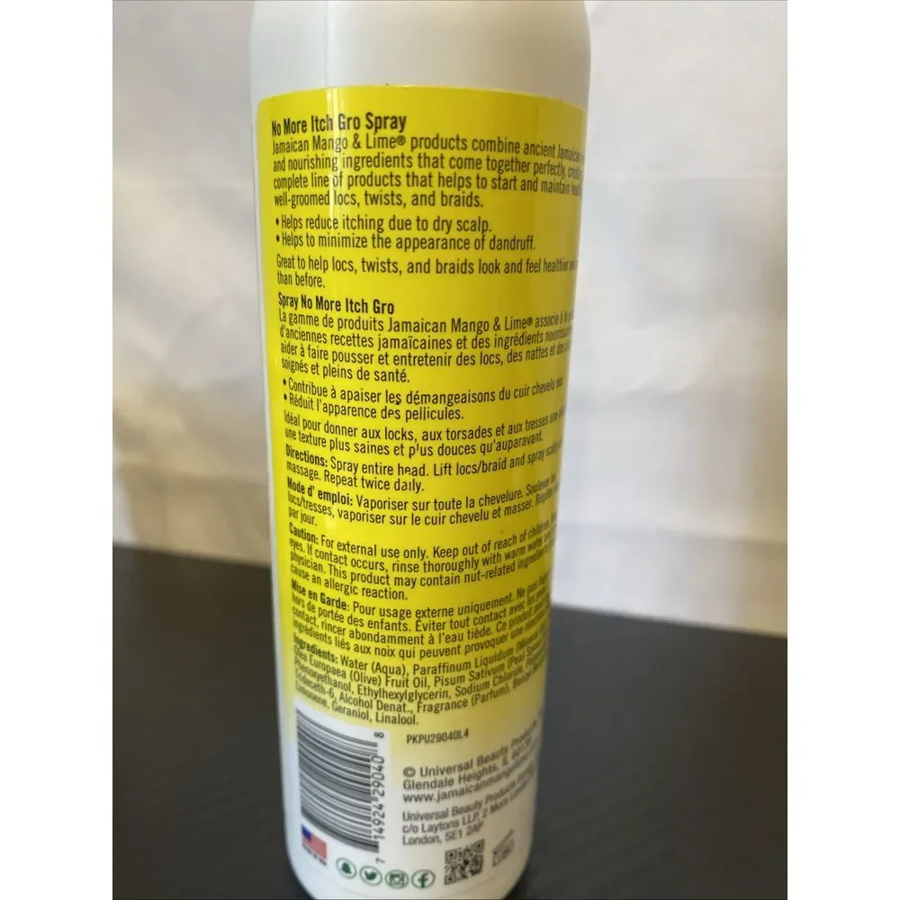 Jamaican Mango & Lime‎ No More Itch Gro Spray Rasta Locks & Twist 8oz